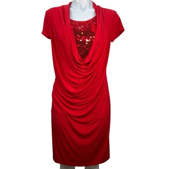 Isabella Rodriguez Dresses & Skirts - Isabella Rodríguez Elegant Red Sequin Stretch Dress size 6